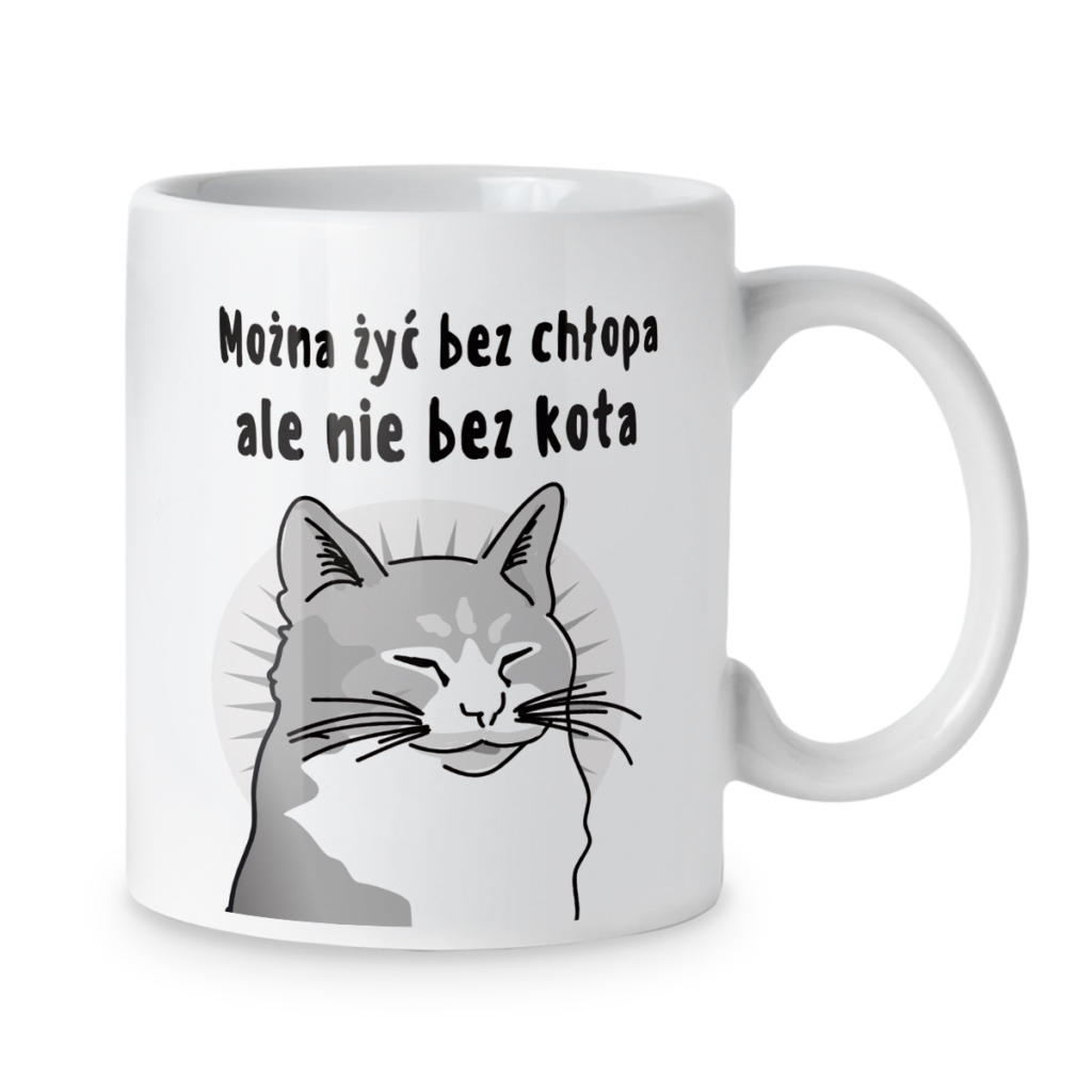 Kubek Można żyć bez chłopa ale nie bez kota