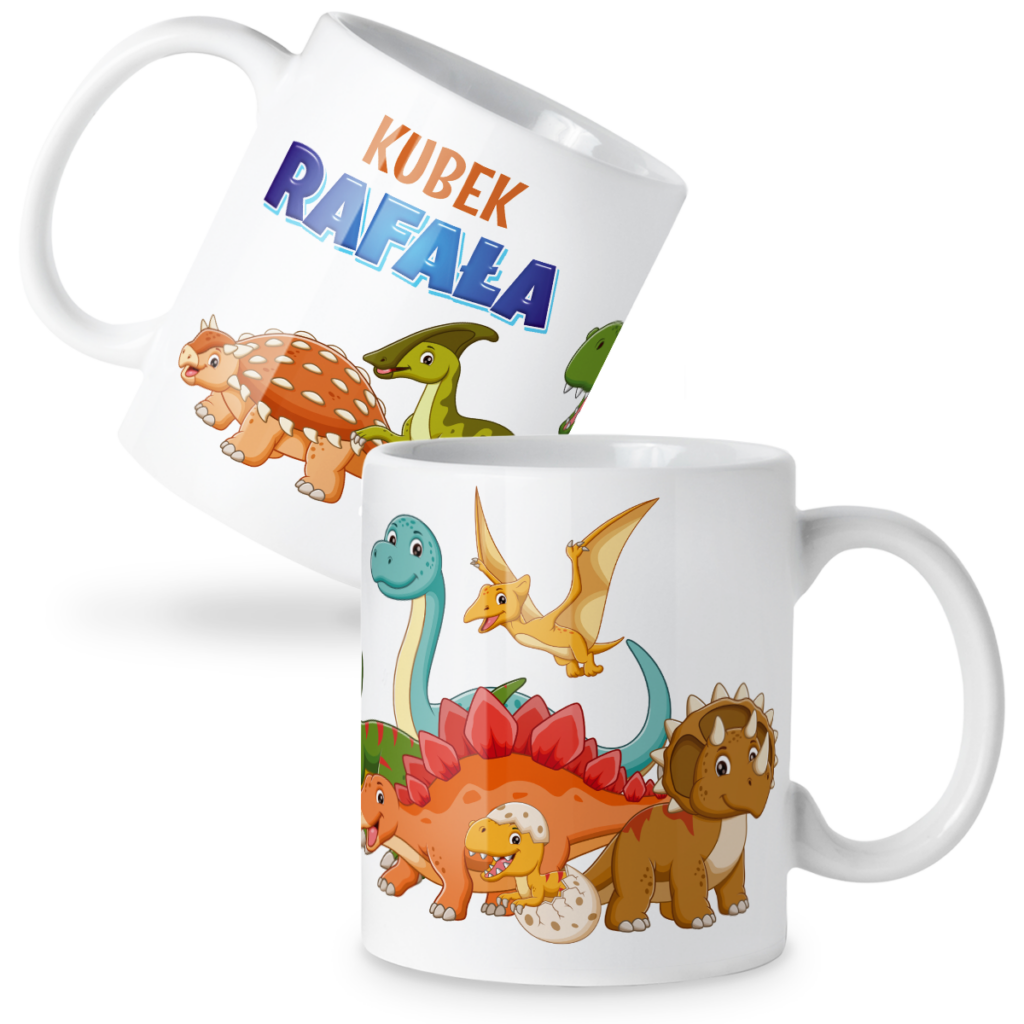 Kubek dinozaury kreskówkowe + imię