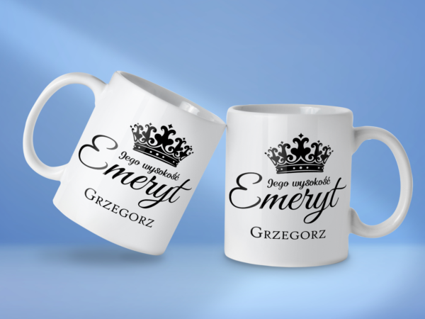 Kubek Jego wysokość emeryt + imię - obrazek 2