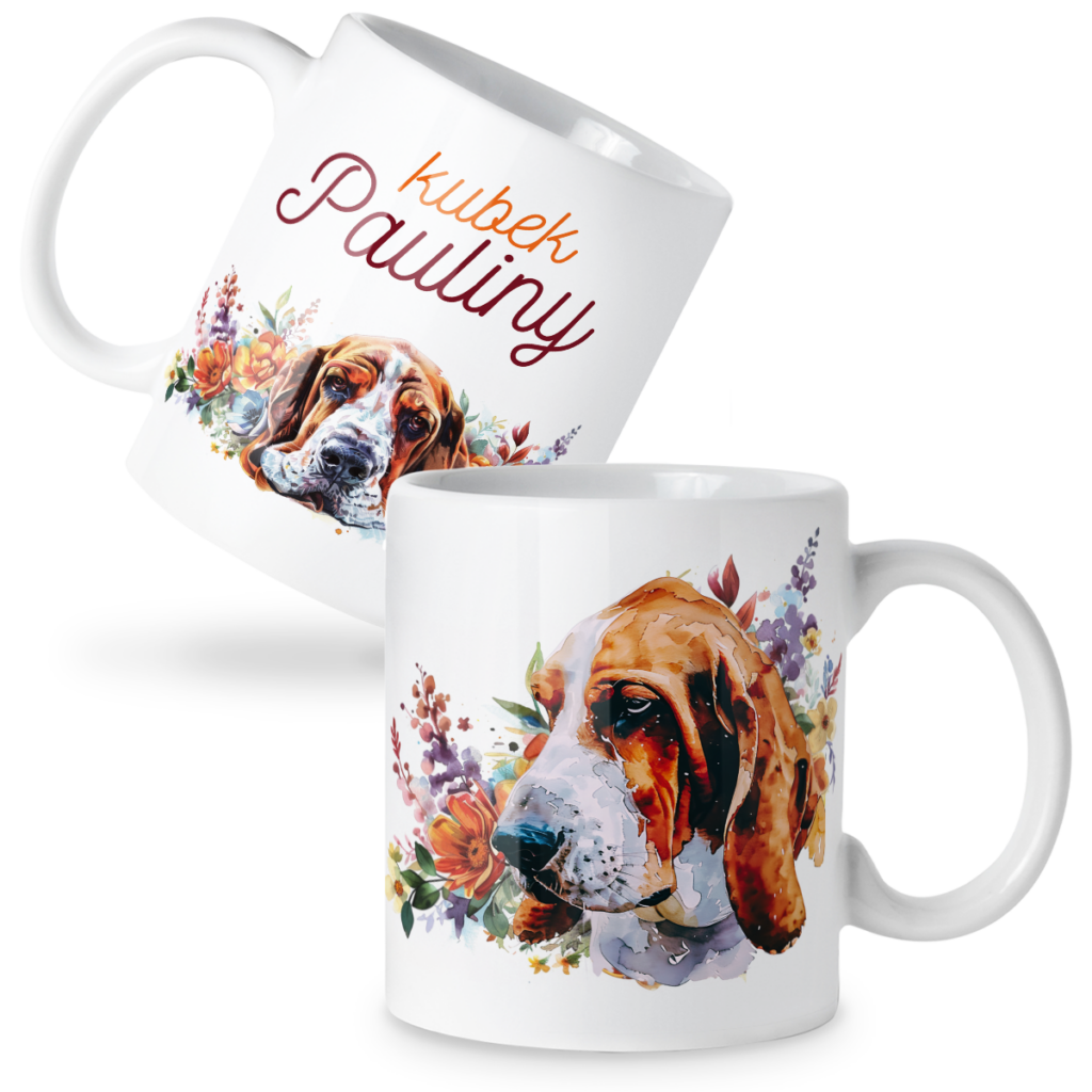 Kubek Pies basset + imię