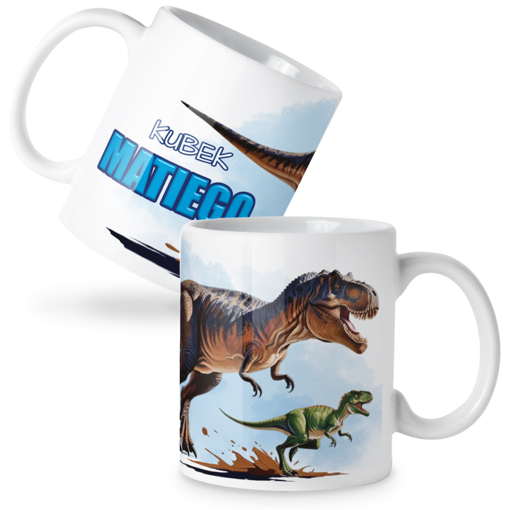 Kubek dinozaur mały i duży + imię
