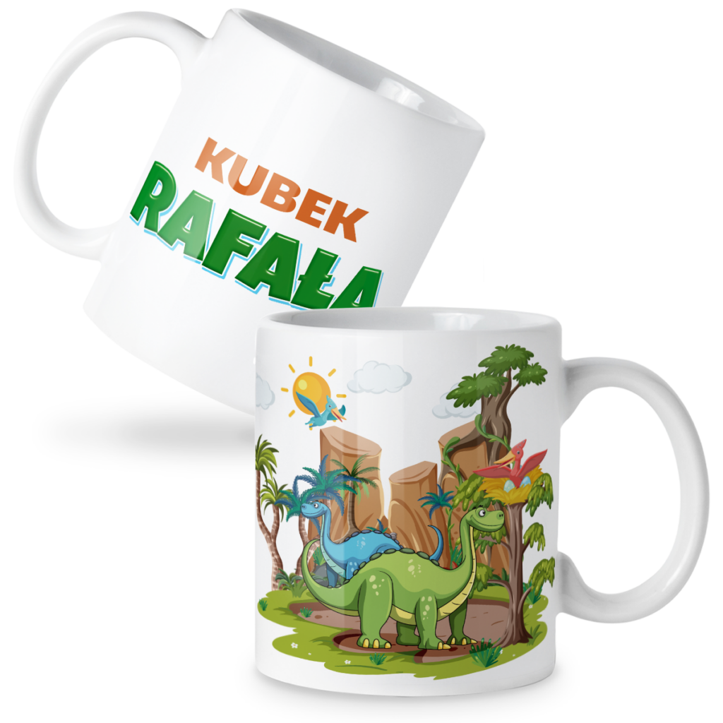 Kubek dinozaury kreskówkowe + imię