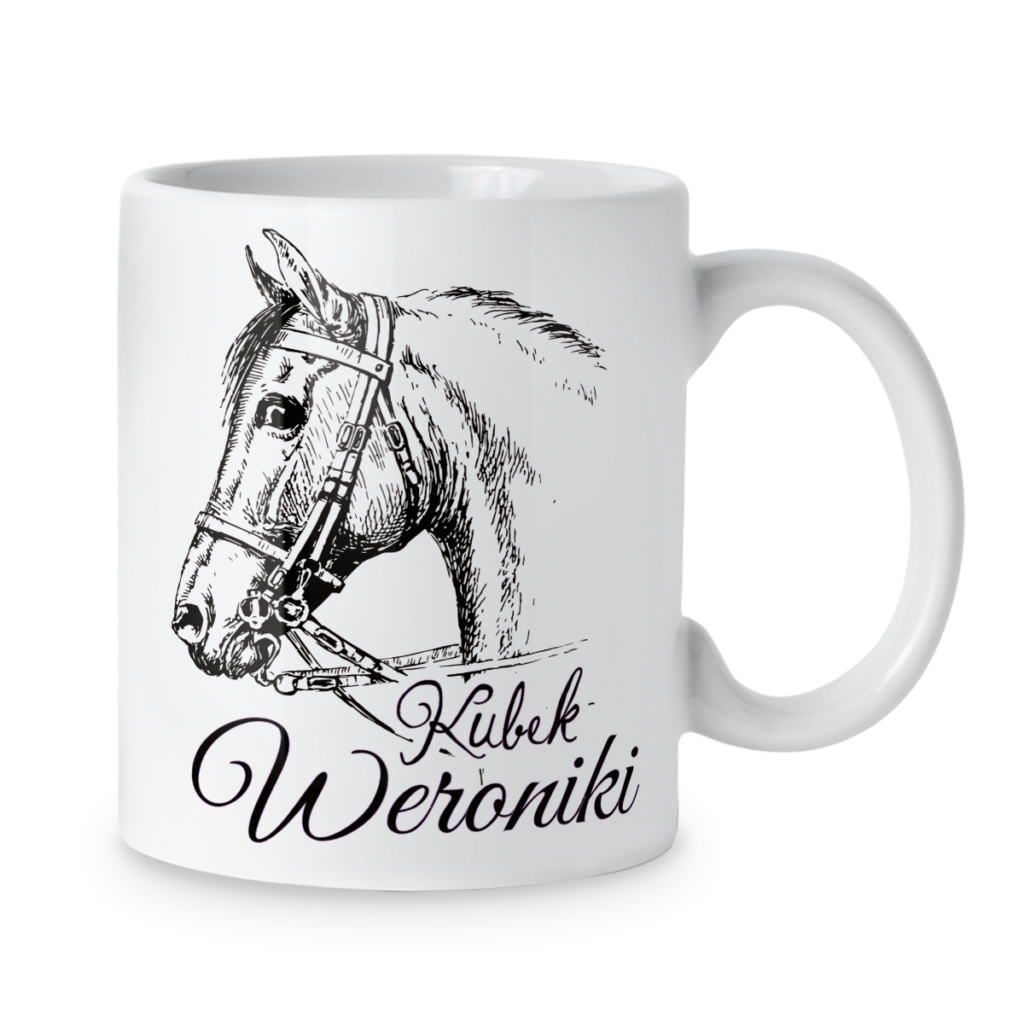 Kubek Koń czarno biały + imię