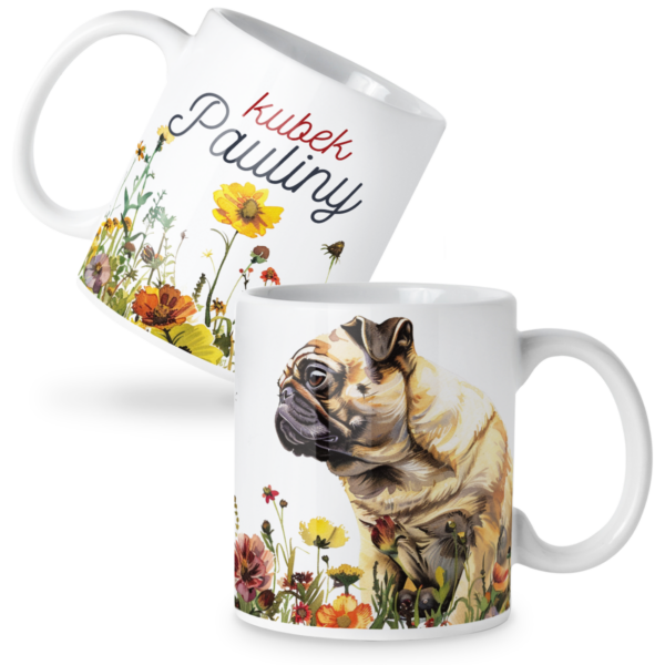 Kubek Pies mops + imię