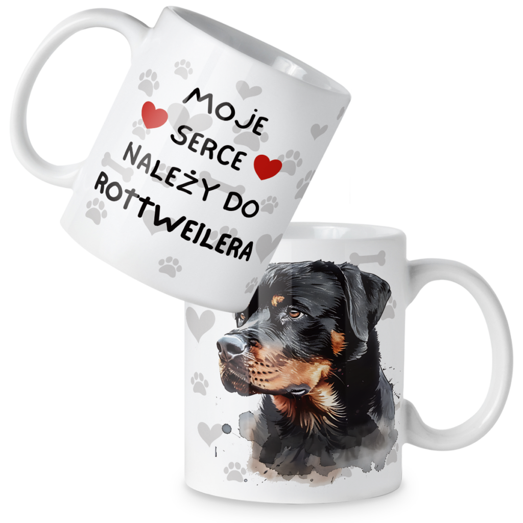 Kubek Pies moje serce należy do rottweilera