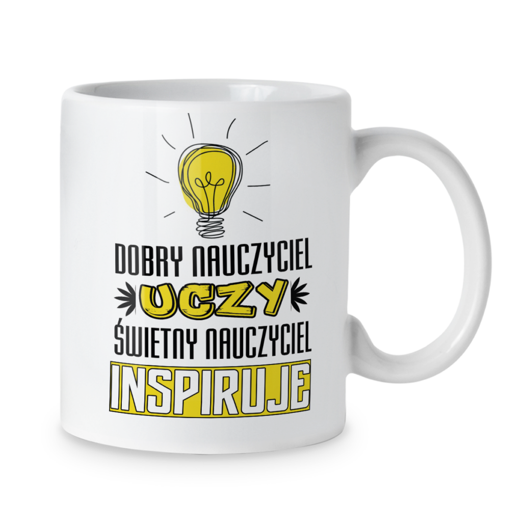 Kubek Dobry nauczyciel uczy świetny nauczyciel inspiruje