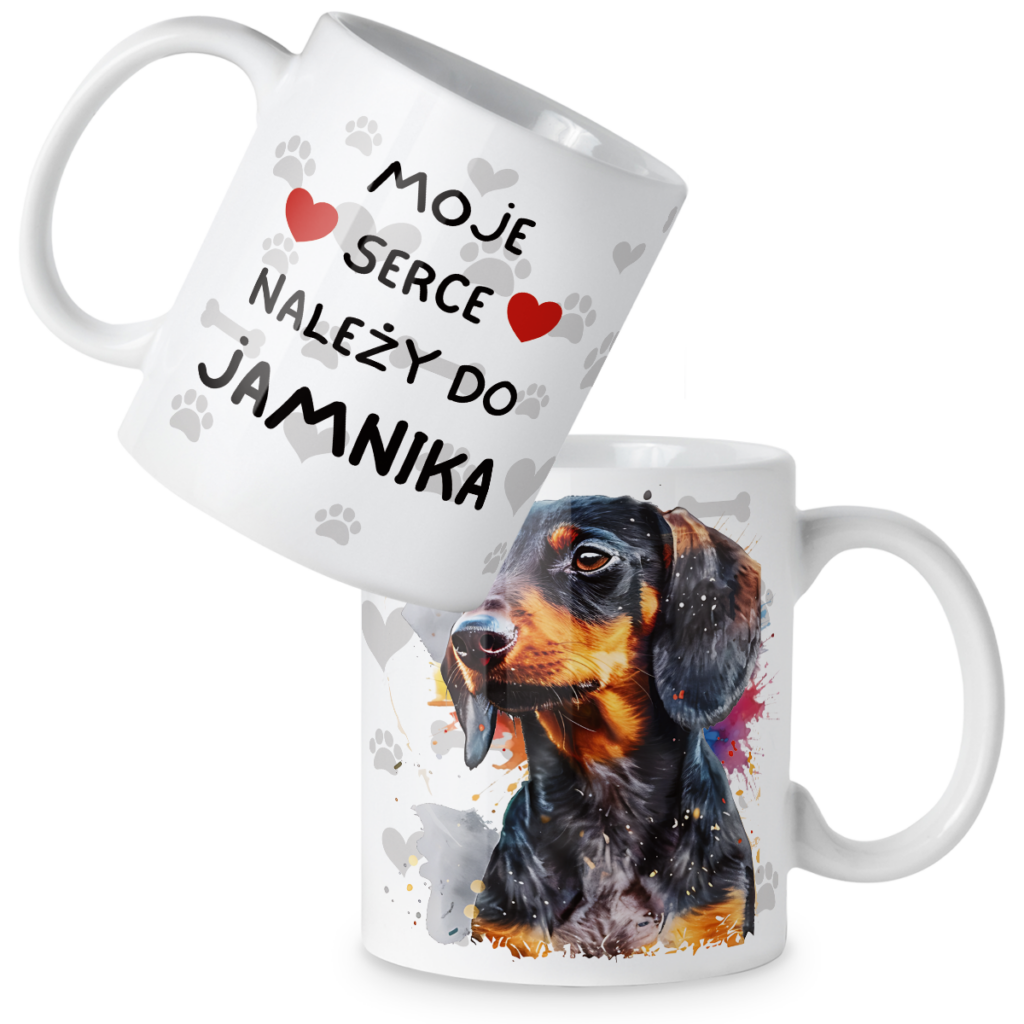 Kubek Pies moje serce należy do jamnika