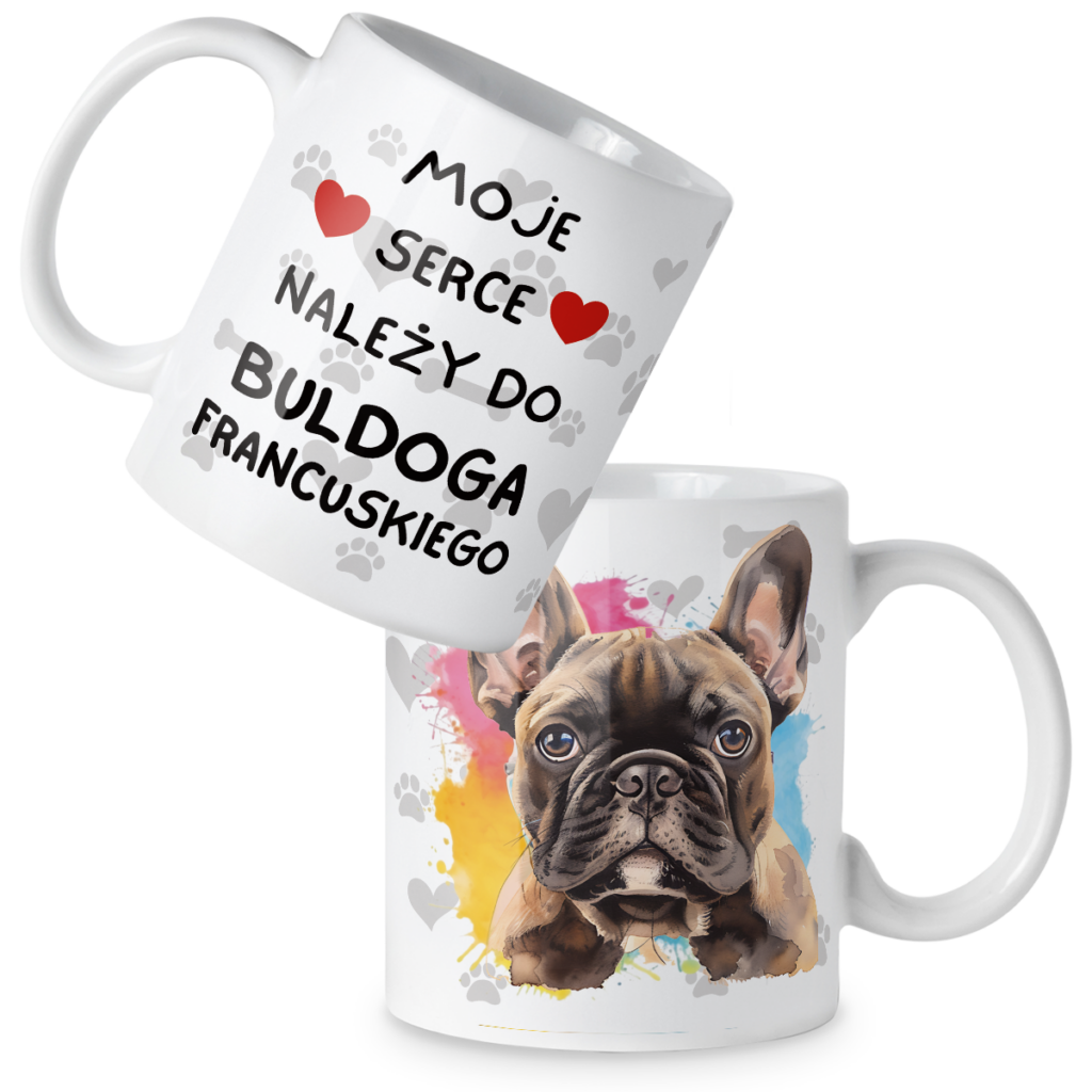 Kubek Pies moje serce należy do buldoga francuskiego