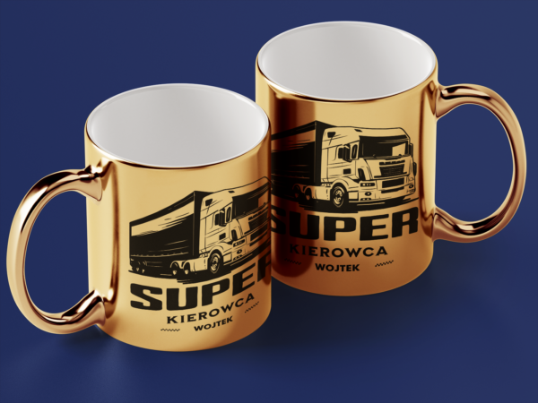 Kubek Złoty Super kierowca + imię - obrazek 2