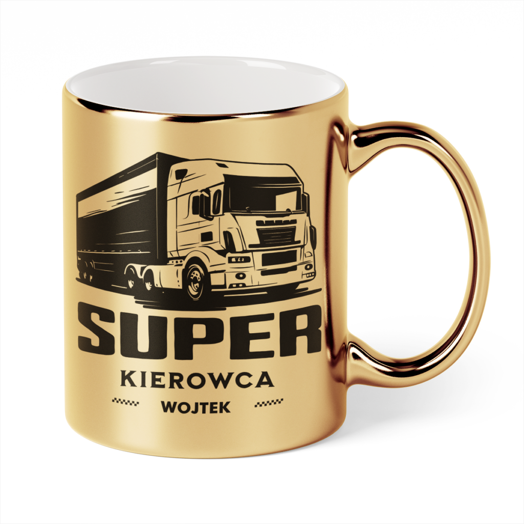 Kubek Złoty Super kierowca + imię