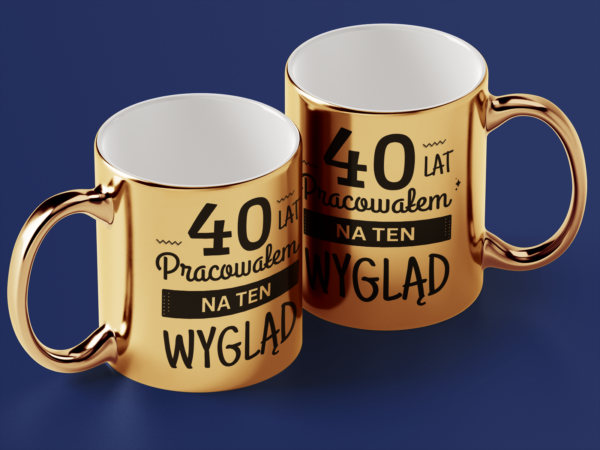 Kubek Złoty X lat pracowałem na ten wygląd + wiek - obrazek 2