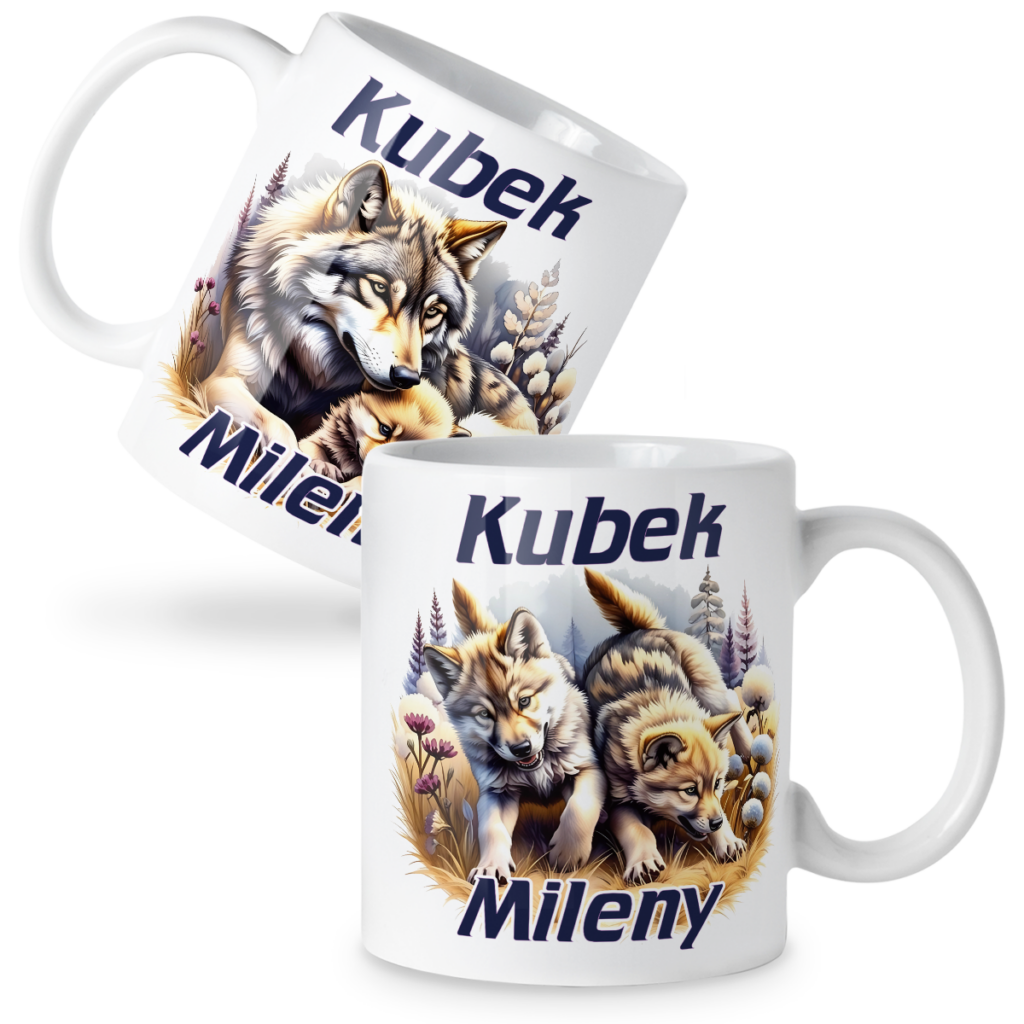Kubek Wilczyca i młode + imię