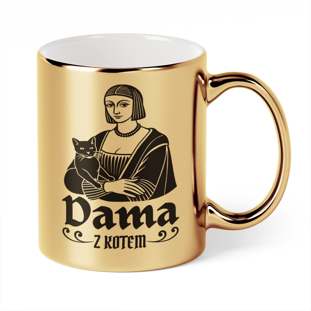 Kubek Złoty Dama z kotem