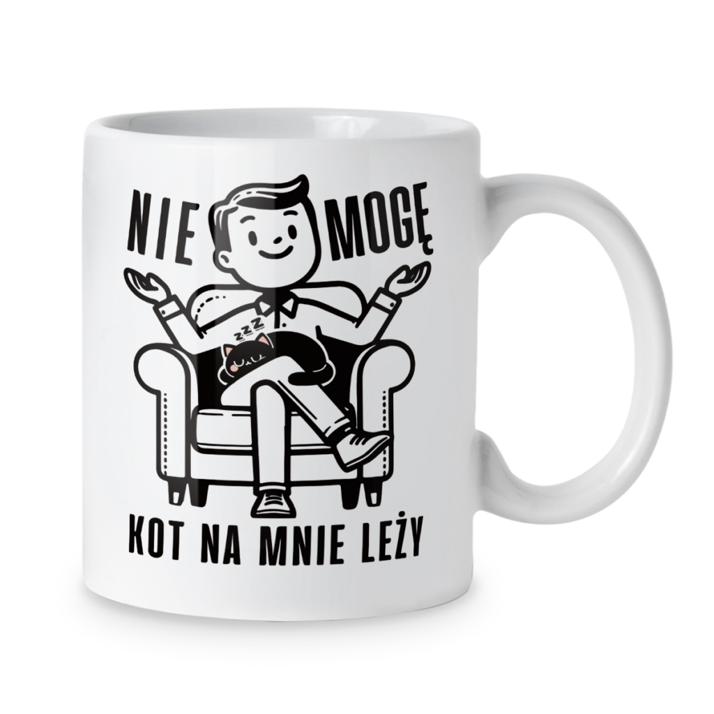 Kubek Nie mogę kot na mnie leży