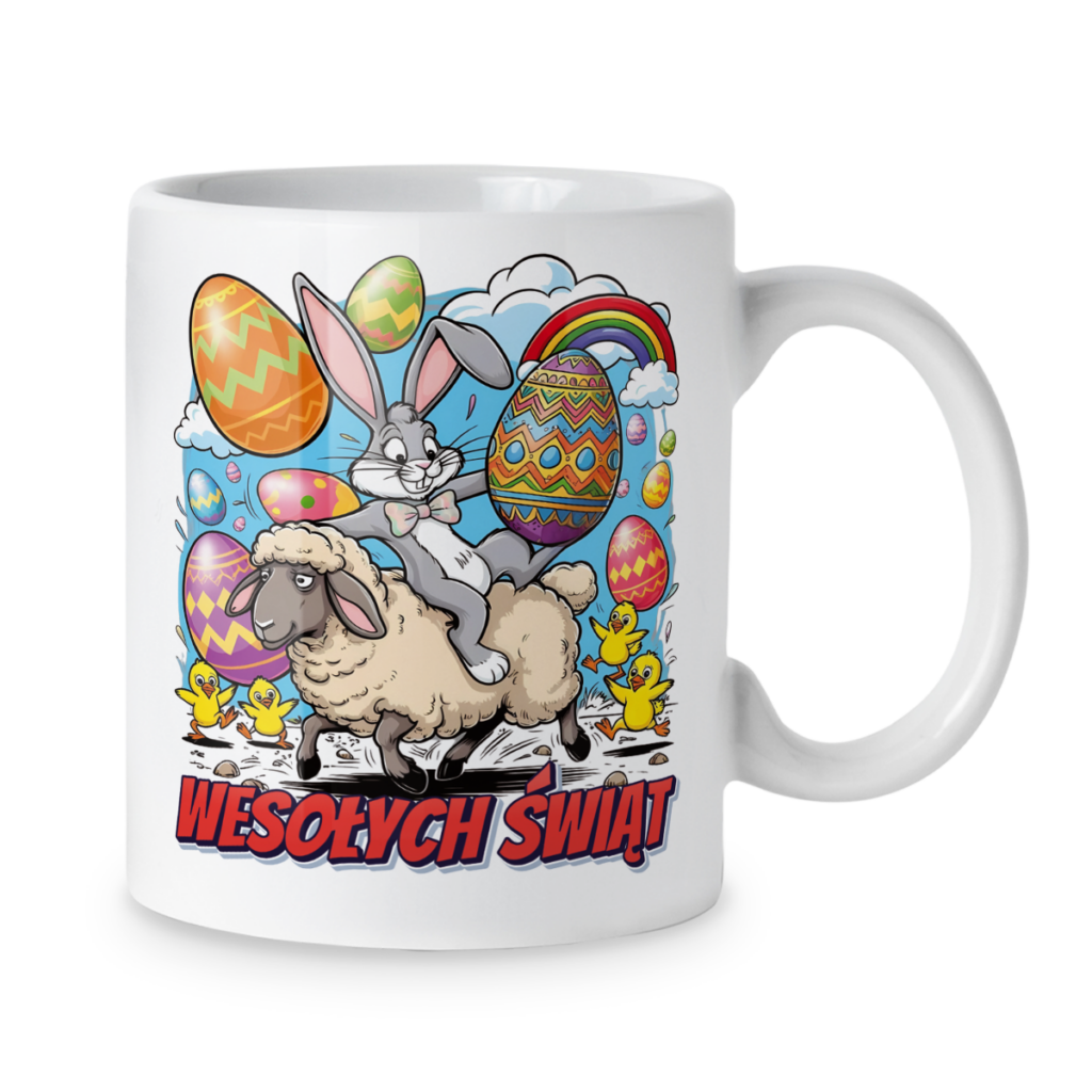 Kubek Wesołych świąt kreskówkowa wielkanoc