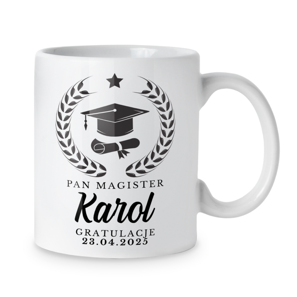 Kubek Pan magister + imię + data