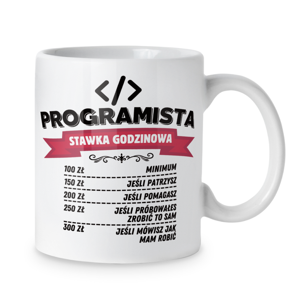 Kubek Programista stawka godzinowa