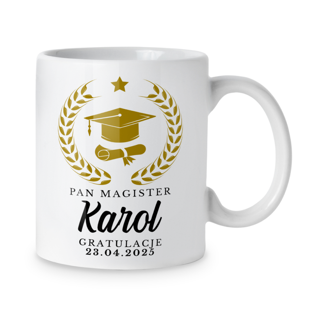 Kubek Pan magister + imię + data