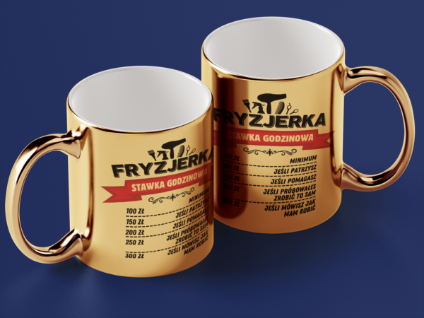Kubek Złoty Fryzjerka stawka godzinowa - obrazek 2