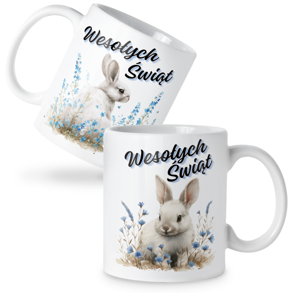 Kubek Wesołych Świąt i zajączki