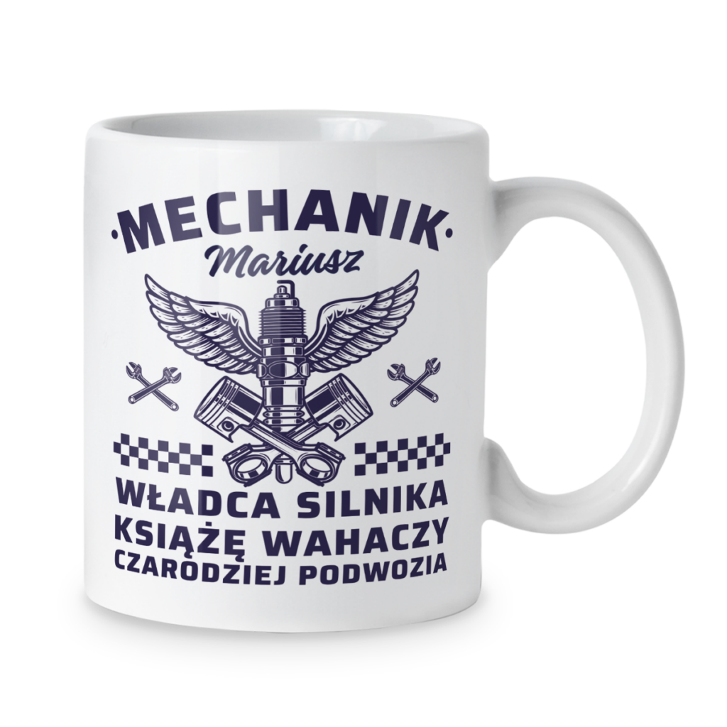 Kubek Mechanik władca silnika książę wahaczy czarodziej podwozia + imię