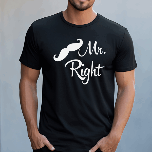Koszulka męska Mr right czarna - obrazek 2