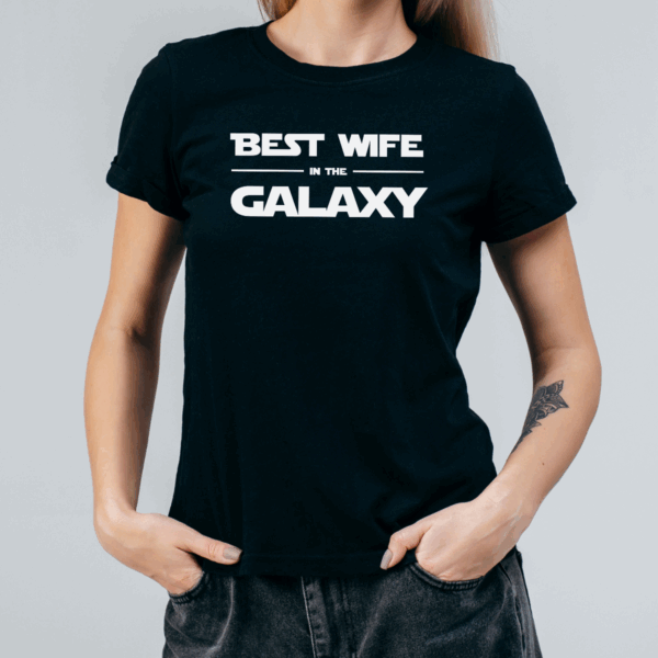Koszulka damska Best wife in the galaxy czarna - obrazek 2