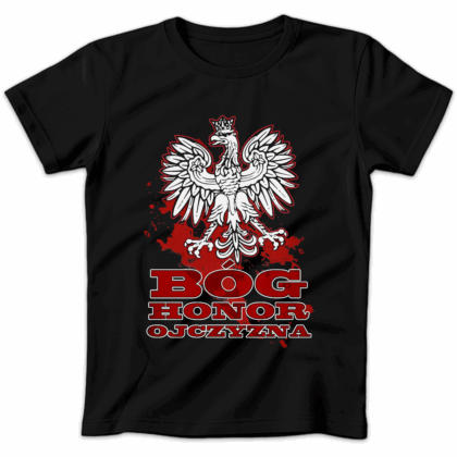 Koszulka damska Bóg honor ojczyzna czarna