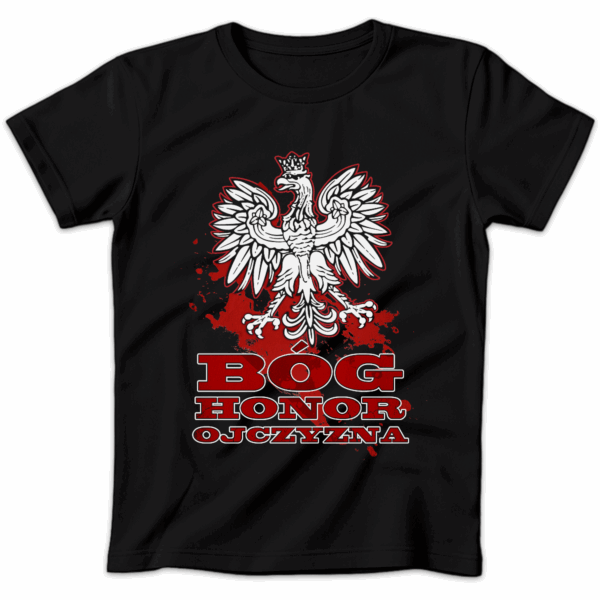 Koszulka damska Bóg honor ojczyzna czarna