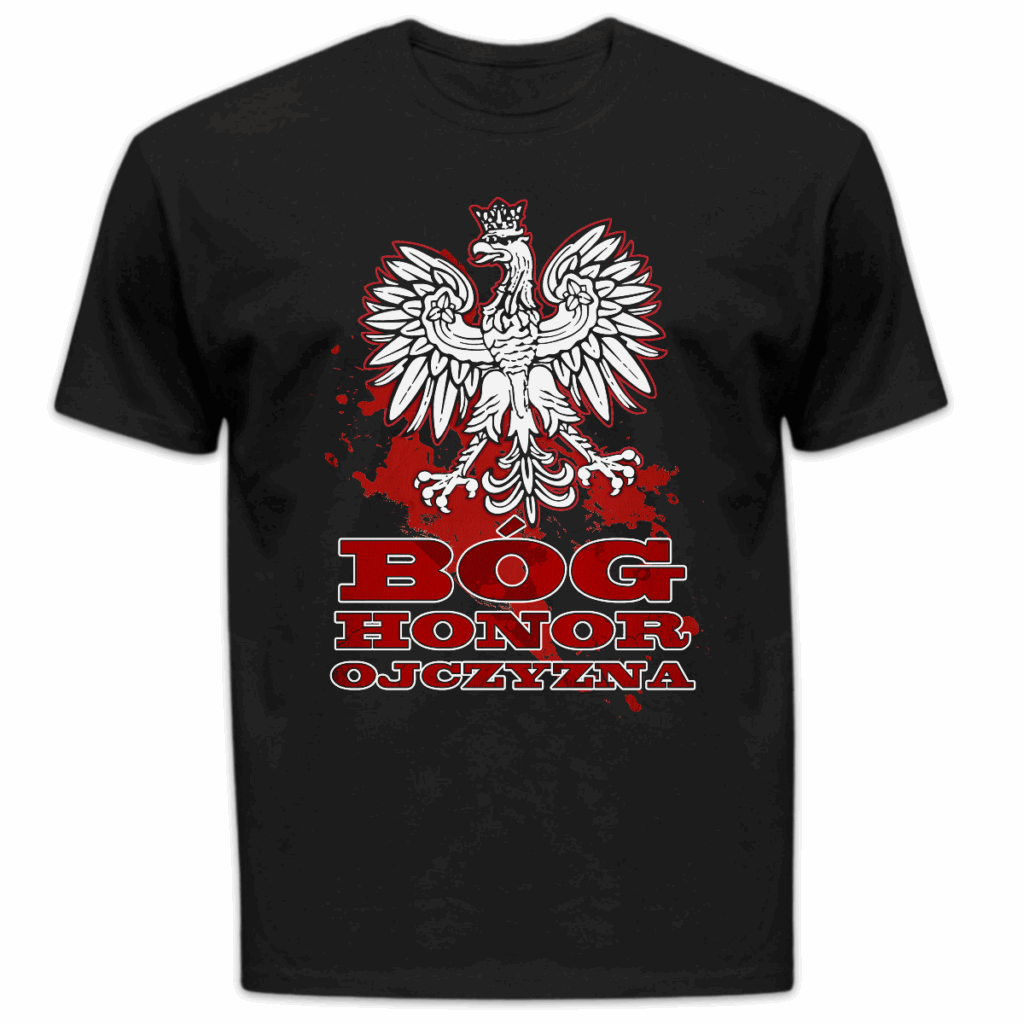 Koszulka męska Bóg honor ojczyzna czarna
