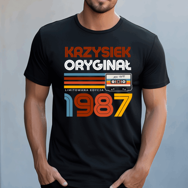 Koszulka męska Oryginał limitowana edycja + rok + imię czarna - obrazek 2