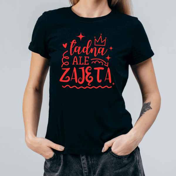 Koszulka damska Ładna ale zajęta czarna - obrazek 2