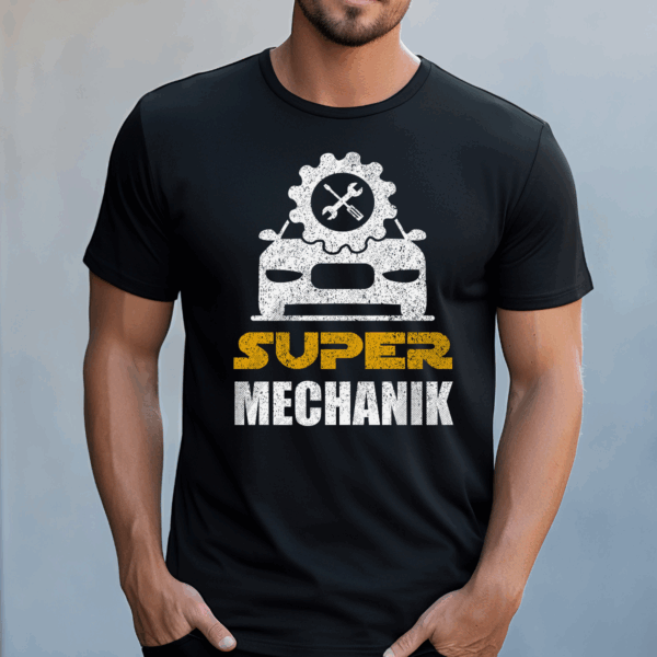 Koszulka męska Super mechanik czarna - obrazek 2