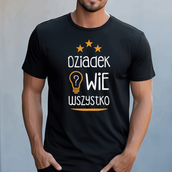 Koszulka męska Dziadek wie wszystko czarna - obrazek 2