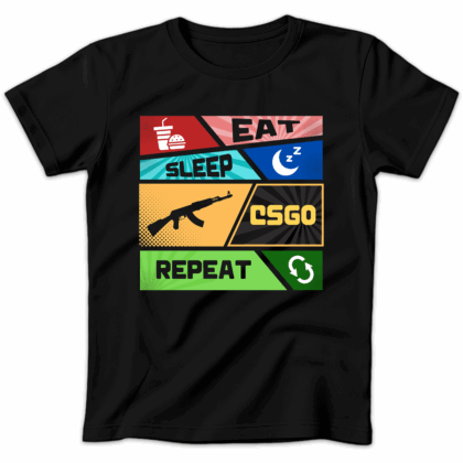 Koszulka damska Eat sleep csgo repeat czarna