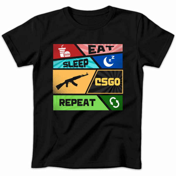 Koszulka damska Eat sleep csgo repeat czarna