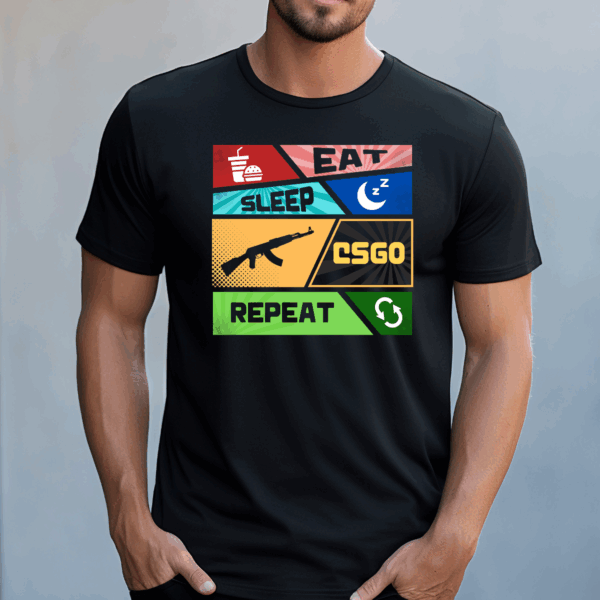 Koszulka męska Eat sleep csgo repeat czarna - obrazek 2