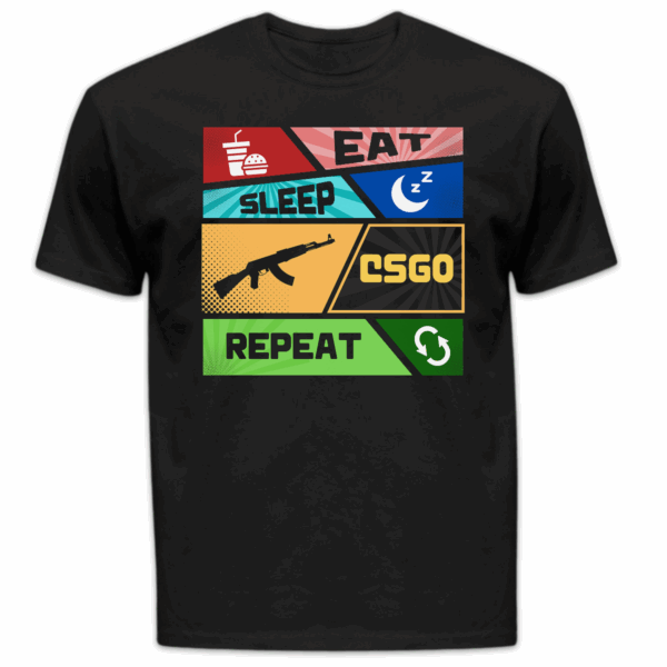 Koszulka męska Eat sleep csgo repeat czarna