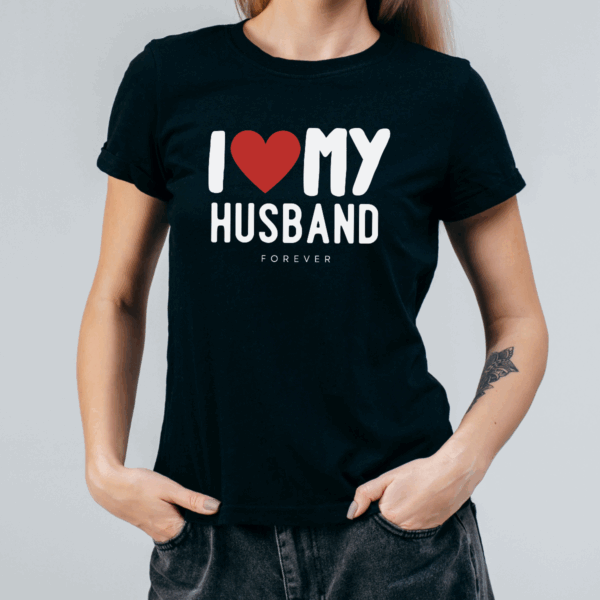 Koszulka damska I love my husband forever czarna - obrazek 2