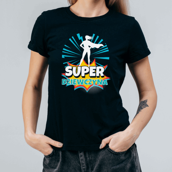 Koszulka damska Super dziewczyna czarna - obrazek 2