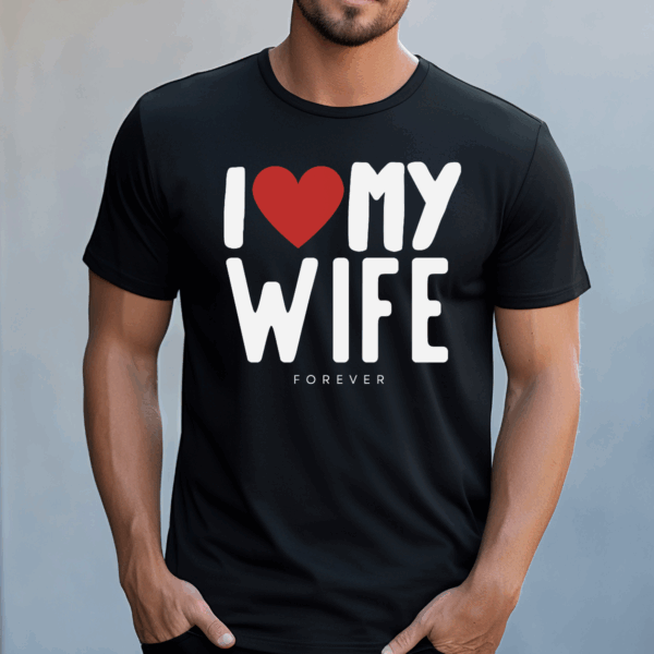 Koszulka męska I love my wife forever czarna - obrazek 2