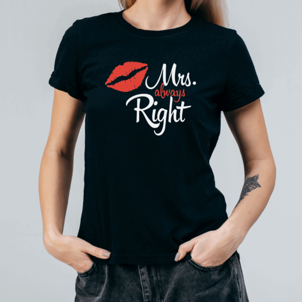 Koszulka damska Mrs always right czarna - obrazek 2