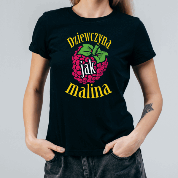 Koszulka damska Dziewczyna jak malina czarna - obrazek 2