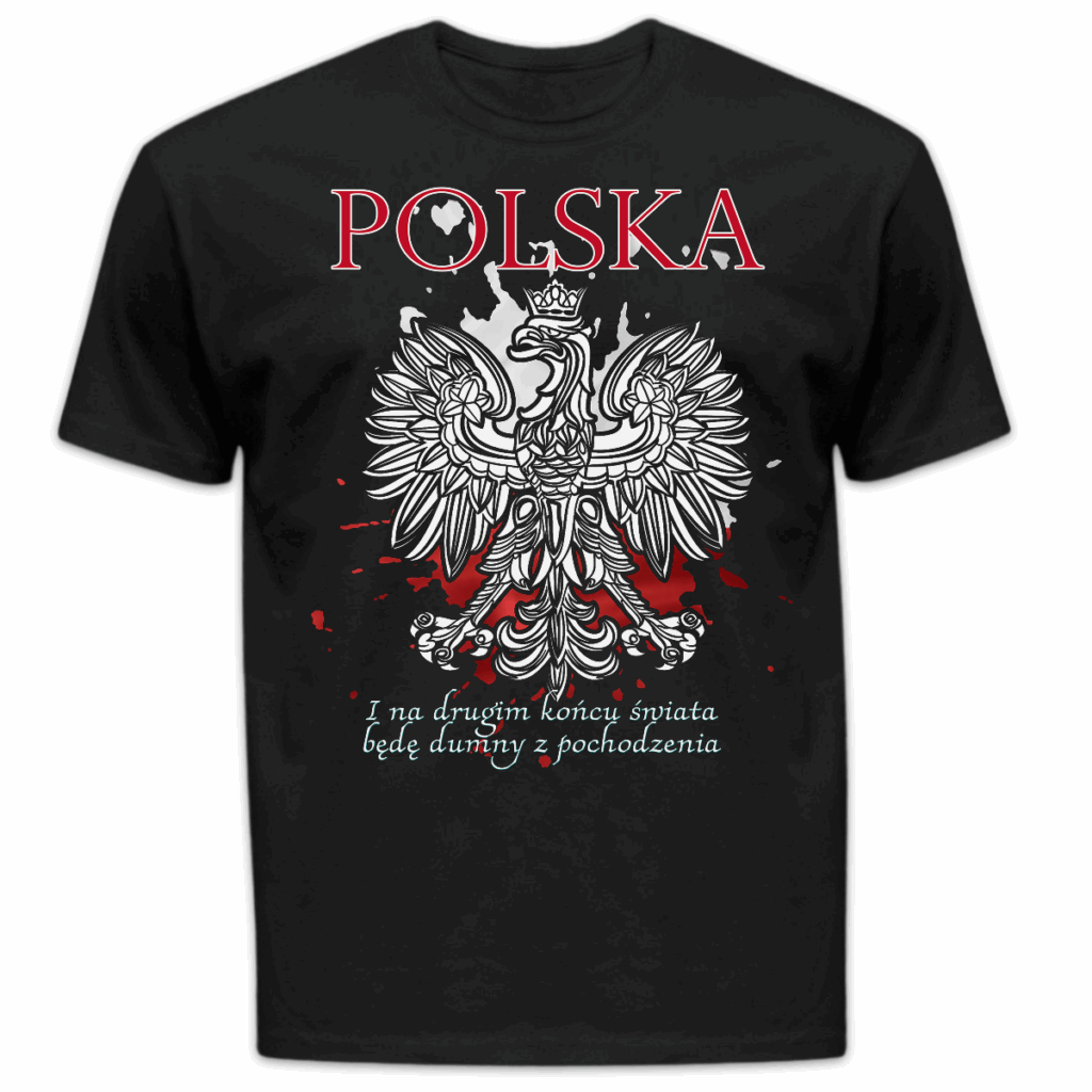 Koszulka męska I na drugim końcu świata będę dumny z pochodzenia czarna