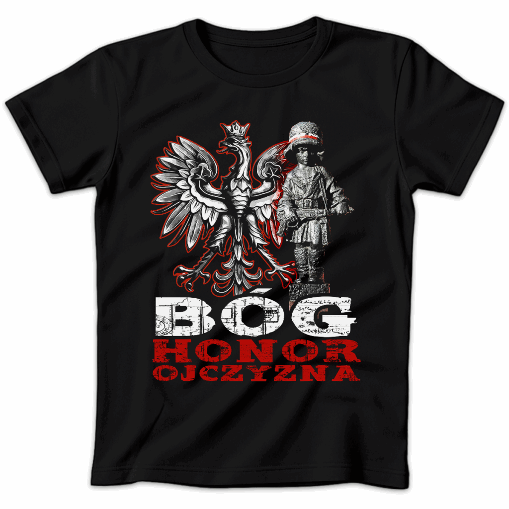 Koszulka damska Bóg honor ojczyzna czarna