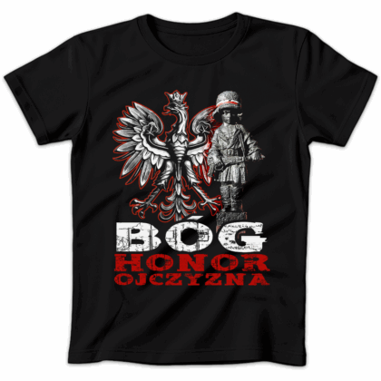 Koszulka damska Bóg honor ojczyzna czarna