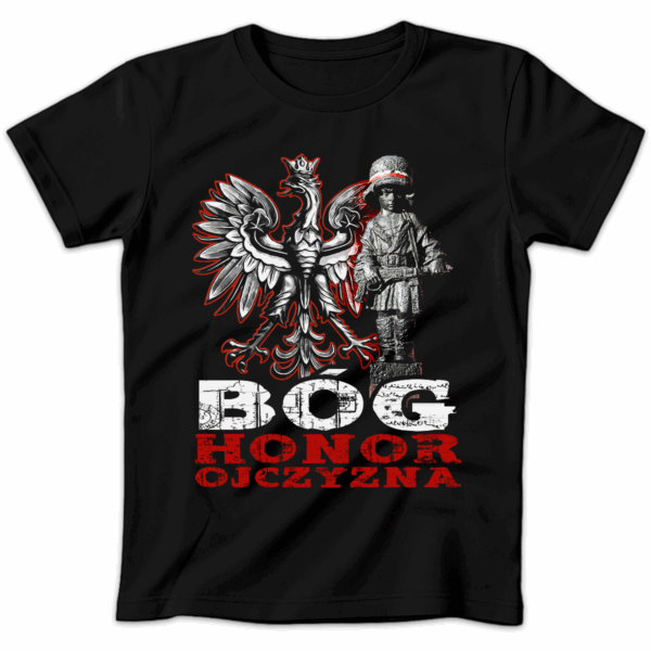 Koszulka damska Bóg honor ojczyzna czarna