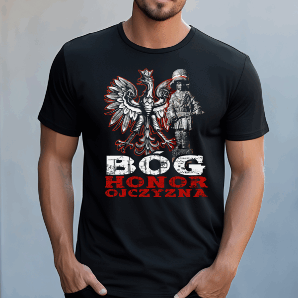 Koszulka męska Bóg honor ojczyzna czarna - obrazek 2