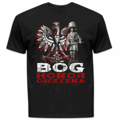 Koszulka męska Bóg honor ojczyzna czarna