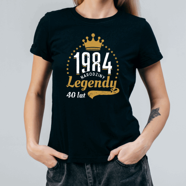 Koszulka damska Narodziny legendy + rok i wiek czarna - obrazek 2